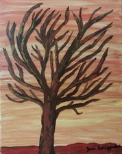 Naked Tree Expressionism 14X11 Handmade Signed Colorful Original Art Canvas