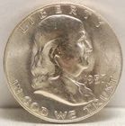 USA, 1957-D Franklin 1/2 $, silver, BU, not cleaned over polished dies, NR, 6-20