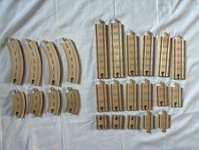 Wooden Train Track Lot Of 25  17 Double Sided Track Road Pieces  8 Road Pieces