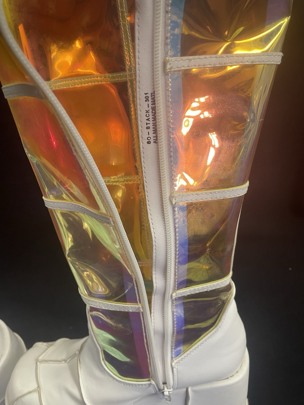 Demonia White Holographic Platform Boots Womens 7… - image 13