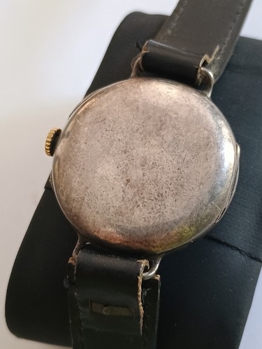 IWC Mens Trench Watch Black Dial S&Co RARE Silver 925 1916 CN Hallmark - Afbeelding 4 van 12