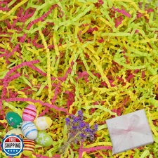 ROSYJUNE 1LB Easter Grass Crinkle Cut Paper Shred Filler, Yellow 