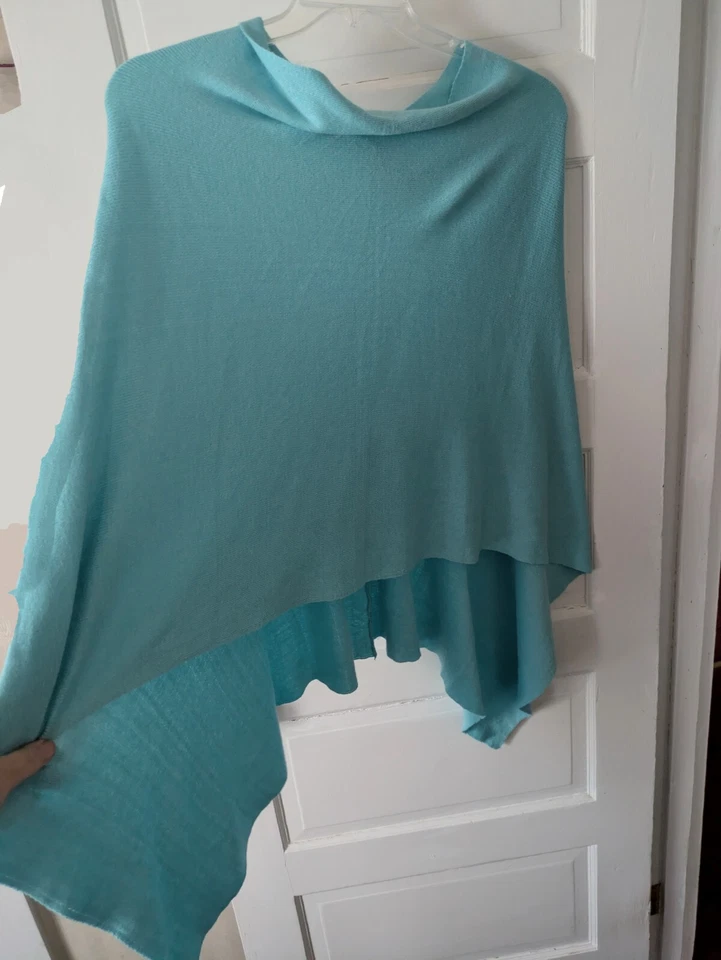 Poncho/chal Parkhurst turquesa tejido O/S algodón/rayón nuevo con etiquetas (ver medidas) Foto 4 de 4