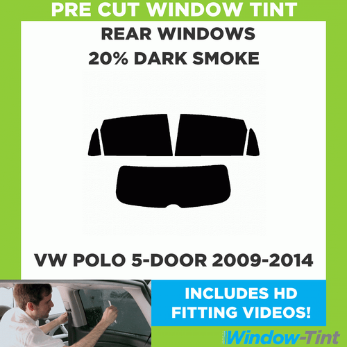 For VW Polo 5-door 2009-14 Pre Cut Window Tint Kit 20% Dark Rear Tinting Film - Afbeelding 2 van 10
