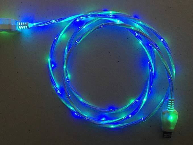 MULTI-COLOR led LIGHT glow USB Cable charger FOR Apple iPhone 8 7 6 5 MICRO B C - Image 3 of 4