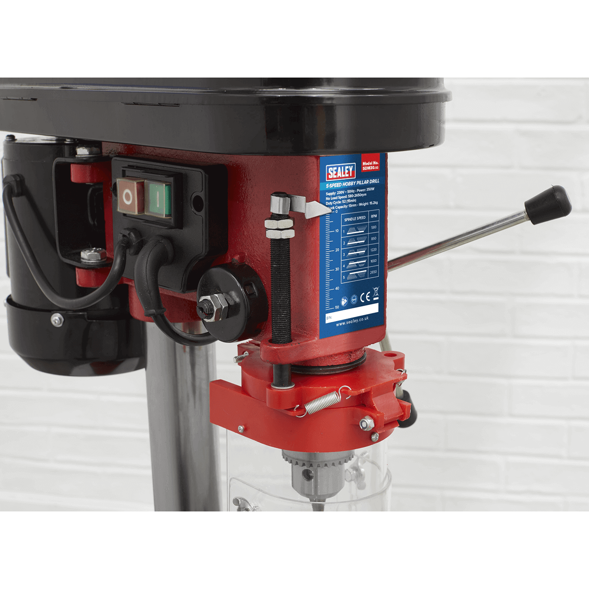 Sealey Pillar Drill 5 Speed Hobby Model 580mm Height 350W/230V SDM30 main image 0