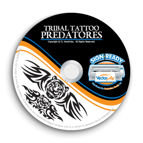 TRIBAL TATTOO PREDATOR CLIPART -FLAMES VECTOR CLIP ART -VINYL CUTTER PLOTTER CD - Picture 1 of 6