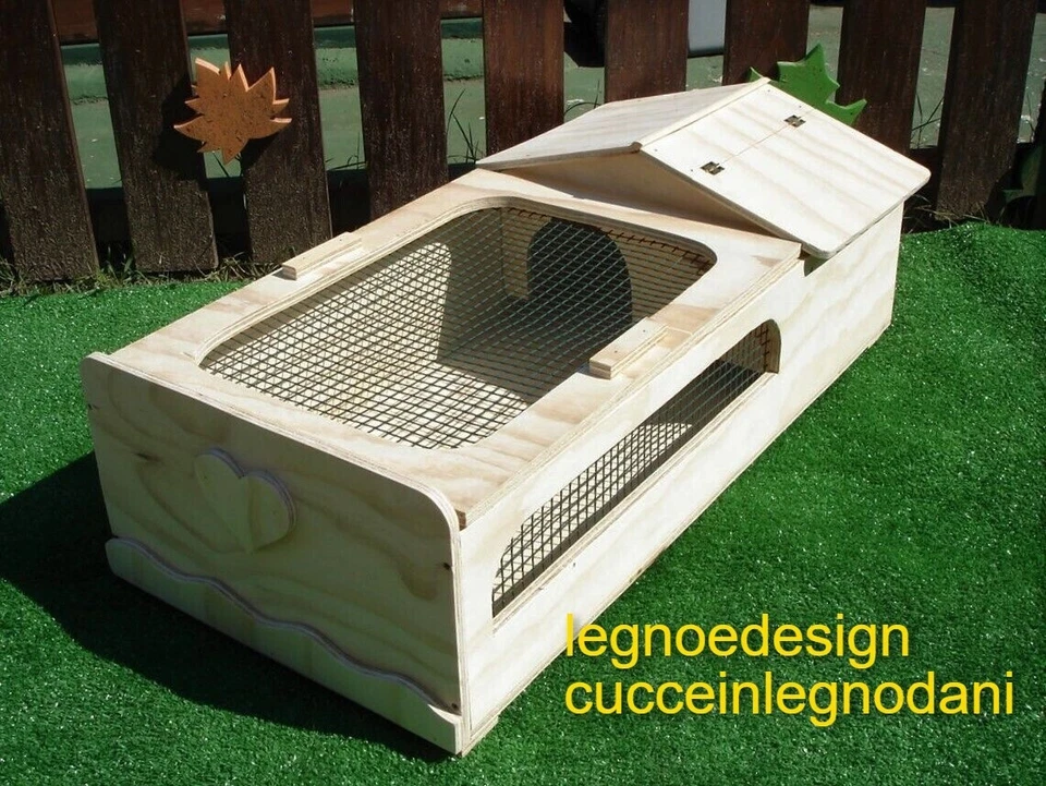 - FATTO A MANO - CASETTA PER TARTARUGHE DI TERRA CON TERRARIO RETE 80x40x21h