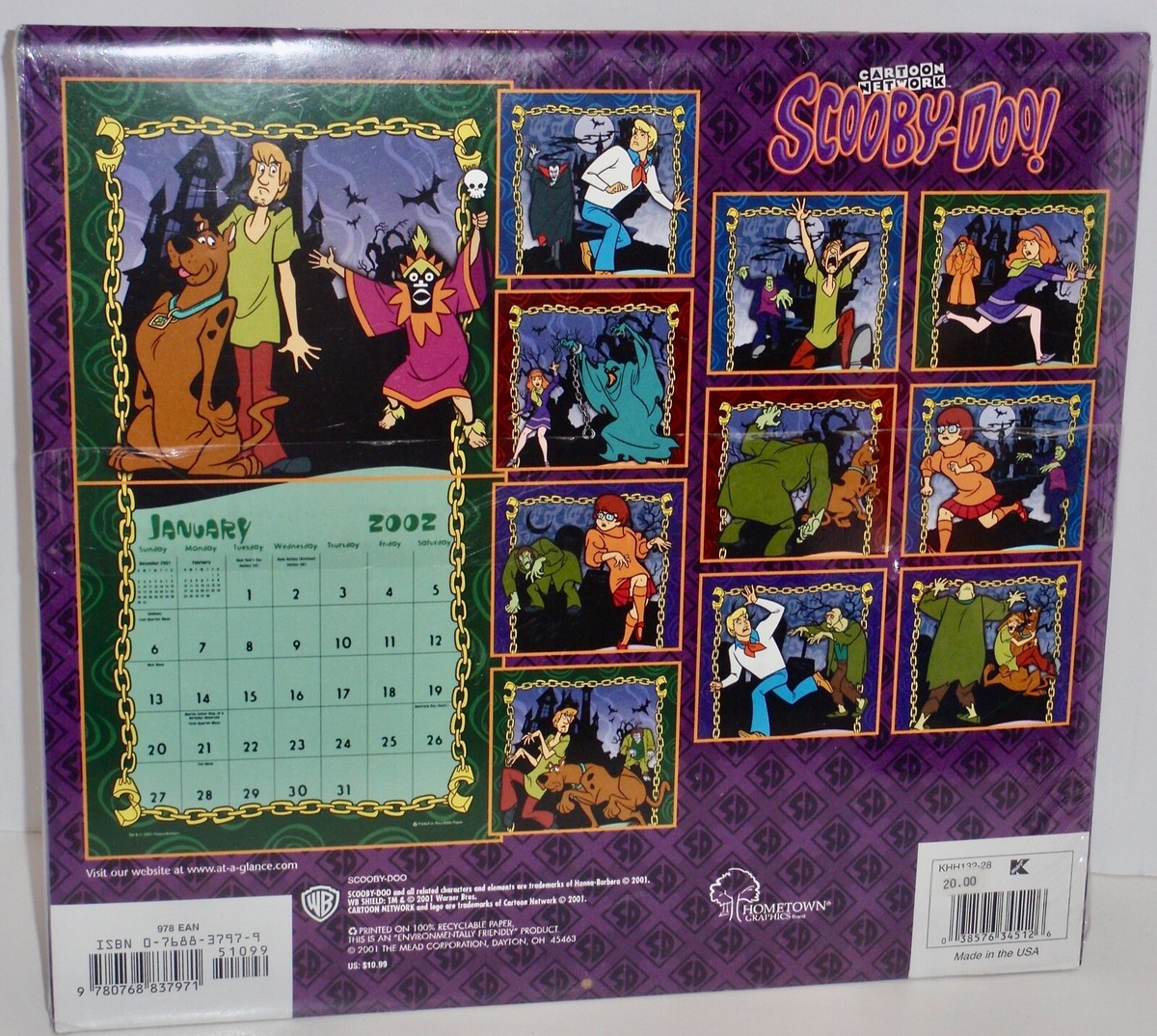 Scooby-Doo! Year 2002- 16 Month Calendar Warner Bros. Hanna
