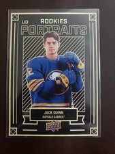 2022-23 Jack Quinn UD Portraits Rookie SP Upper Deck Series 2 Hockey Buffalo...