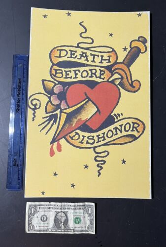 (#2) Death Before Dishonor Vintage Sailor Jerry traditioneller Stil Tattoo Blitz - Bild 1 von 1