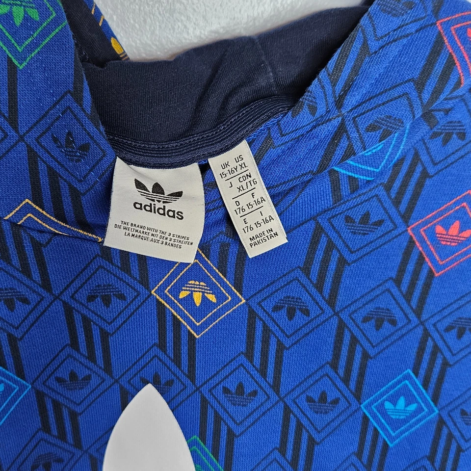 Moletom com capuz Adidas GD2841 infantil azul branco TAMANHO XL - Imagem 2 de 3