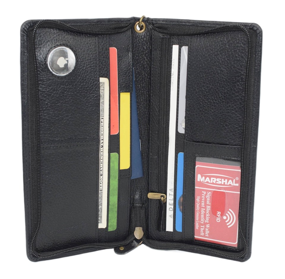 Travel Document Organizer with AirTag Holder RFID Blocking Passport