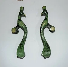 Brass Peacock Door Handles Long Tail Peafowl Handicraft Welcome Door Pull HK188