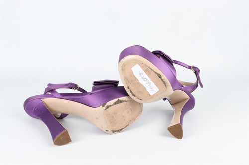 MIU MIU SANDALI PLAFORM RASO VIOLA EU 38,5 UK 5,5 US 8,5 - Foto 6 di 6