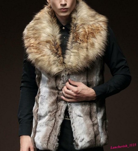 Men's Faux Fur Vest Fur Collar 