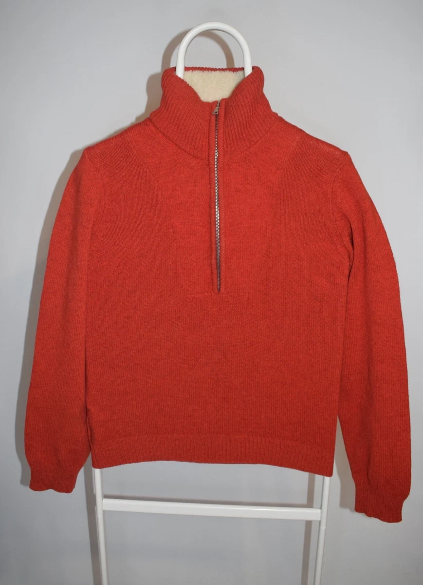 Prada Red Tab 1 2 Zip Wool Sweater Dyed Ship Fur In Collar Men s Size S