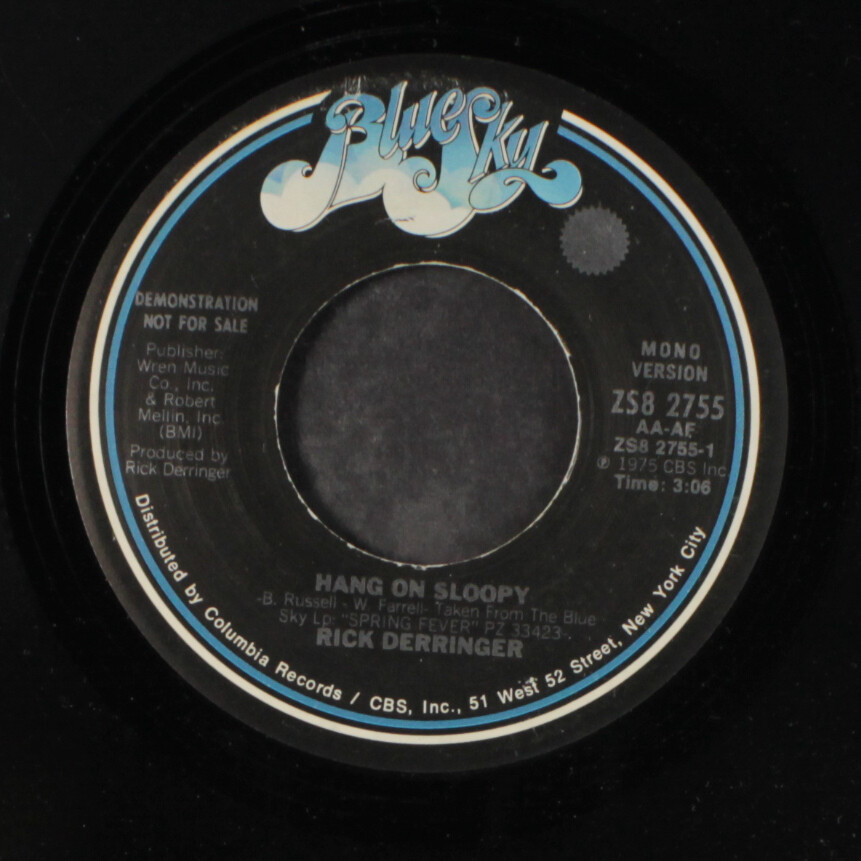 RICK DERRINGER: hang on sloopy / mono BLUE SKY 7