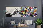Behind the curtain Graffiti canvas Painting street art Modern Pop Art Wall Decor