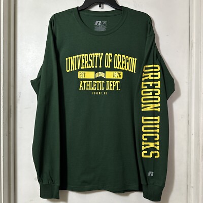 Oregon Ducks Russell Athletics Men s Size Large Green Long Sleeve Shirt New