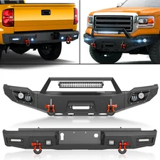 Front /Rear Bumper W/ LED Lights & Sensor Holes For 2014 2015 GMC Sierra 1500