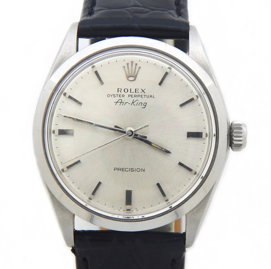 Vintage Rolex Air-King Precision 5500 Mens Stainless Steel Watch Silver Dial