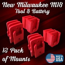 Milwaukee M18 TOOL & Battery Holders Mount - 12 Pack COMBO HEAVY DUTY USA MADE
