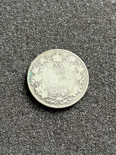 1928 Twenty Five Cents Canada 25 Cents .800 Silver King George V Canadian Coin