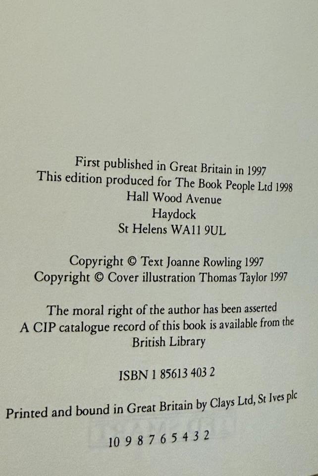 Harry Potter The Philosopher's Stone 1st First Edition 2nd Print Ted Smart Uk - Image 4 of 4