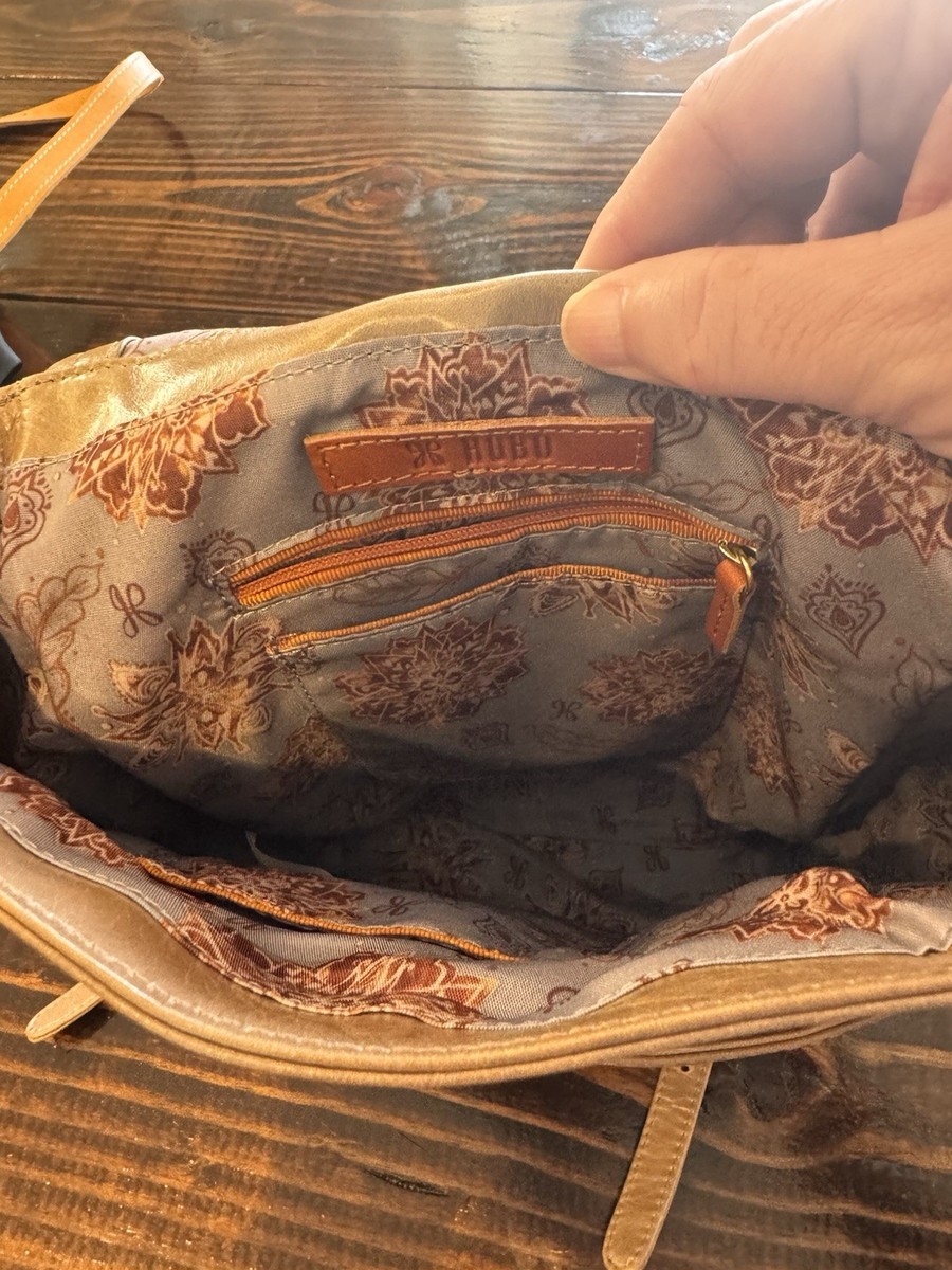 HOBO Tan Leather Backpack with Patterned Lining Hobo Beige Leather Backpack Ring & Strap Accents Distressed  main image 4