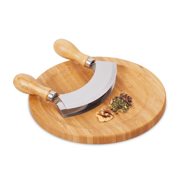 Wiegemesser Mit Brett Rostfrei 2 Klingen Wiegemesser Set KräUterwiege Mit Brett-image