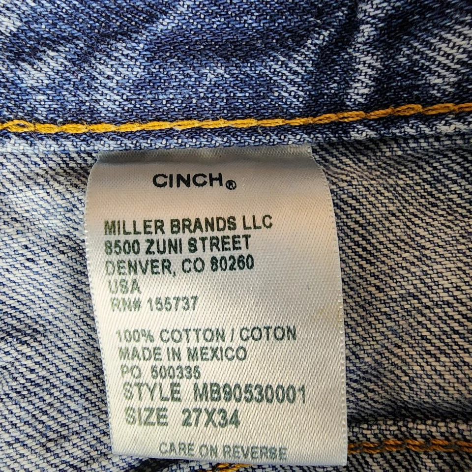 Cinch Jeans Mens 27x34 Blue Relaxed Fit Tapered Cowboy Ranch Western Green Tag - Image 3 of 4