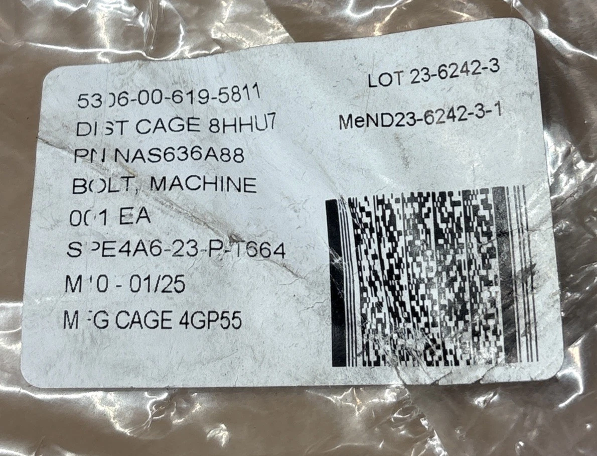NAS636A88 Machine Shear Bolt 5306-00-619-5811, 1" Thread Dia. Right Hand photo 4