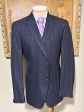 Hart Schaffner Marx Gold Trumpeter Wool Plaid Sport Coat Blazer Jacket 44 L