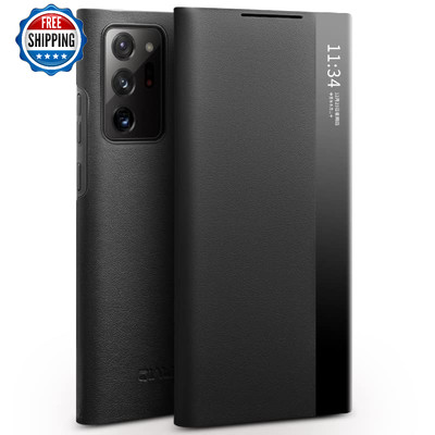 Samsung Galaxy Note 20 Ultra Leather Holster Protective Cover Smart View Black