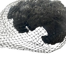 Vintage 1960's Fascinator Blk Headband w/Face Netting Black Woven Accents