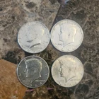Lot of 4 1964 Kennedy Half Dollars 90% Silver
