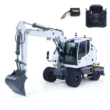 Metal 1/14 RC Hydraulic Wheeled Excavator 7-ways Valve RTR Axle Lock PL18EV Lite