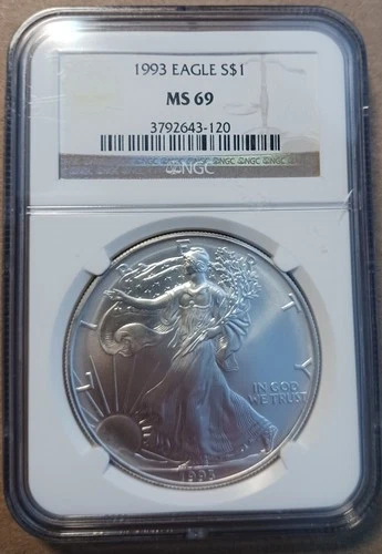 1993 American Silver Eagle NGC MS69 Brown Label PQ