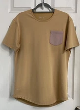 BYLT Drop Cut Shirt Sleeve Lux Pocket Tee Mens Medium Beige