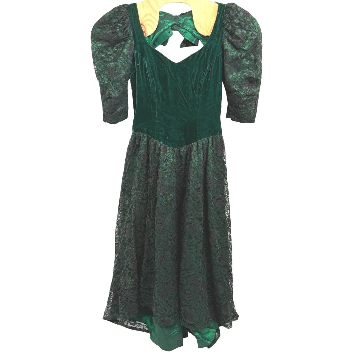 goth green dress Vintage Dresses for Women for sale emerald green and black dress
