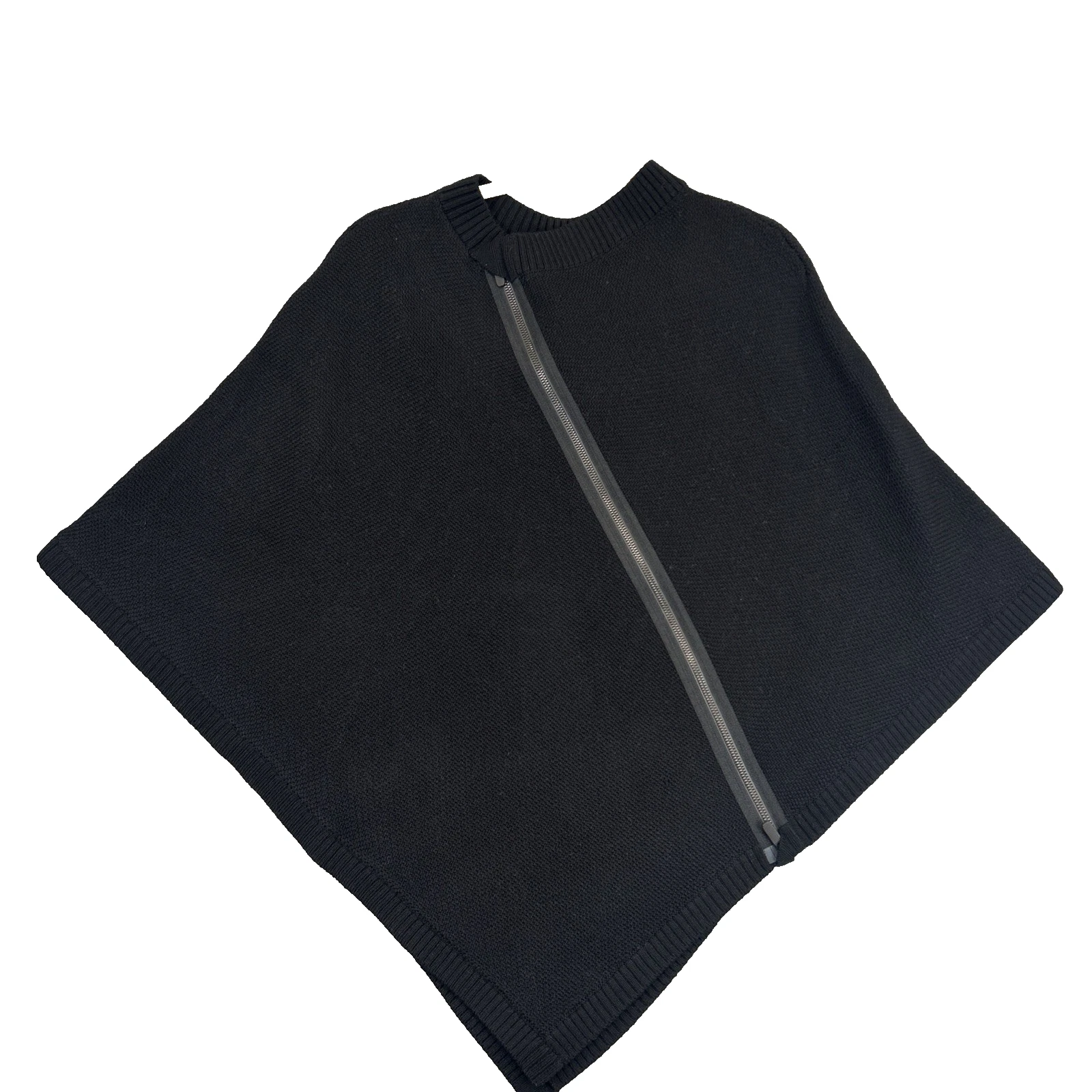 Lululemon On The Go Poncho Black Women's One Size 100% Merino Wool Cape Chic