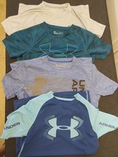 Under Armour Boys T-Shirts Lot of 4 Multicolor YLG Crew Neck Short Sleeve
