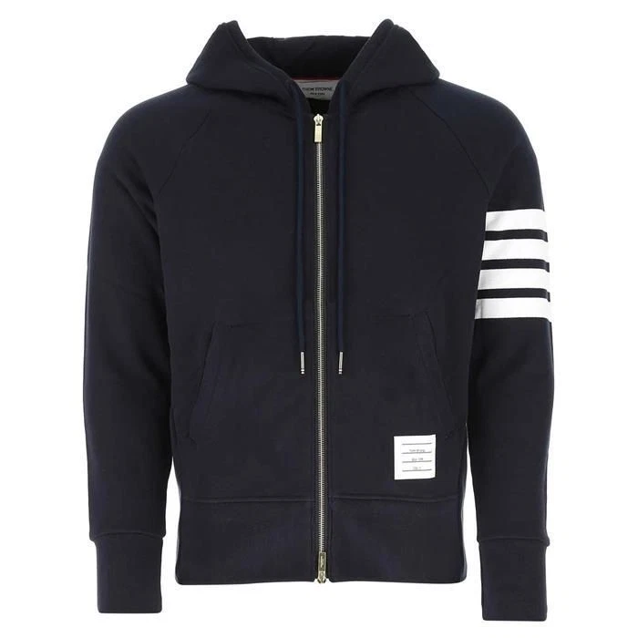 Thom Browne 4 Bar Stripe RWB Tab con cappuccio e zip blu navy 130851251