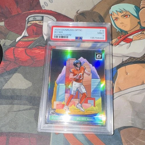 2024 Panini Donruss Optic Downtown! Bo Nix #19 Rookie Denver Broncos PSA 9
