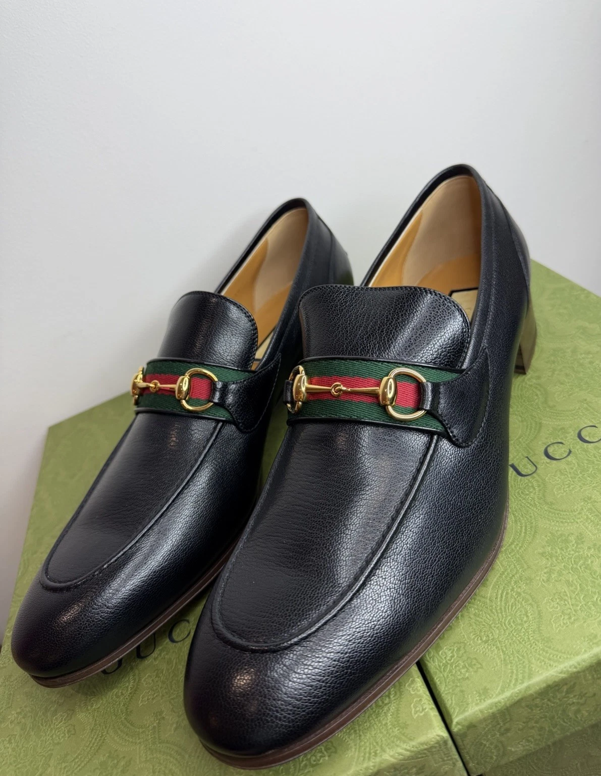 Gucci — Gucci Men’s Black Leather Jordaan 1955 GG Loafers Size 13.5UK/14.5US