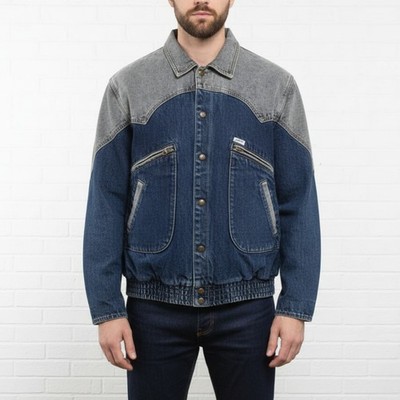 Designer Handmade Denim Jacket Two-Tone Contrast Jean Coat Casual Street Style