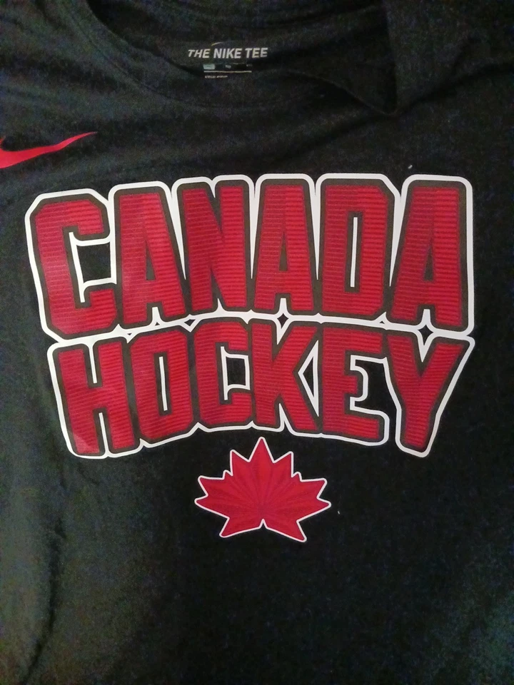 Camisa de hockey Canadá para hombre XL negra NHL hockey Nike Dri Fit camiseta roja hoja de arce Foto 2 de 4