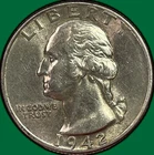 1942 Washington Quarter Silver Almost Uncirculated AU Coin #43546