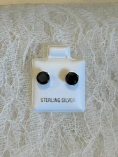 Black Onyx  Solitaire Round 925 Sterling Silver Stud Earring 6mm 4-Prong Set